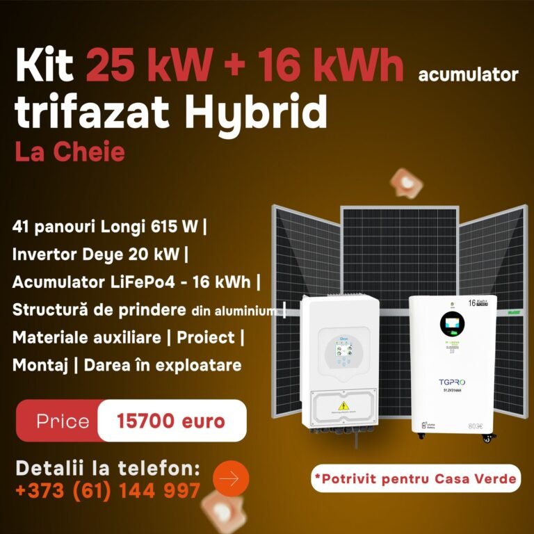 Комплект 25 кВт + 16 кВт·ч трёхфазный аккумулятор Hybrid «под ключ»