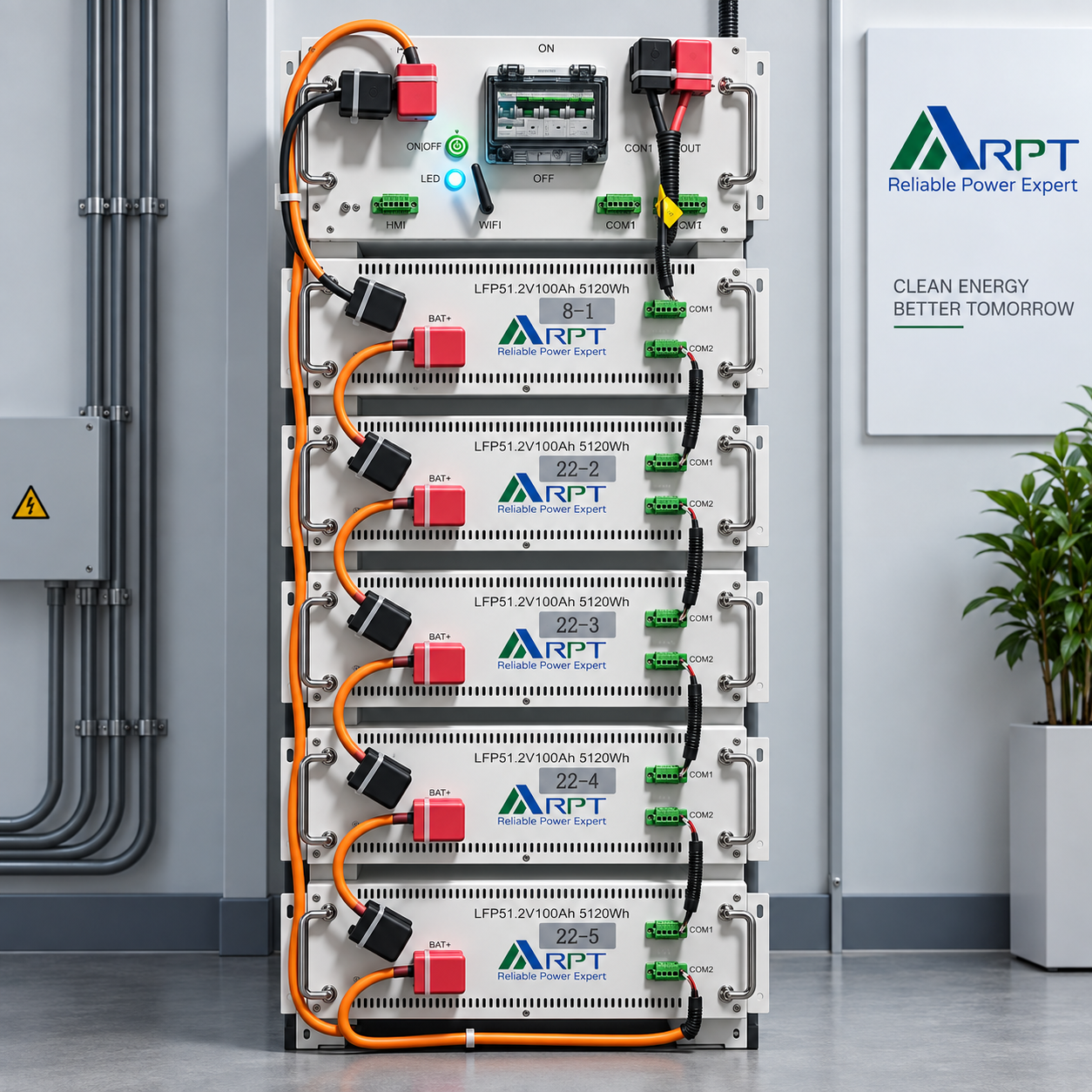 Набор аккумуляторов LiFePO4 High Voltage 20,48кВт·ч (4×5,12кВт·ч) с BMS и монтажной рамой